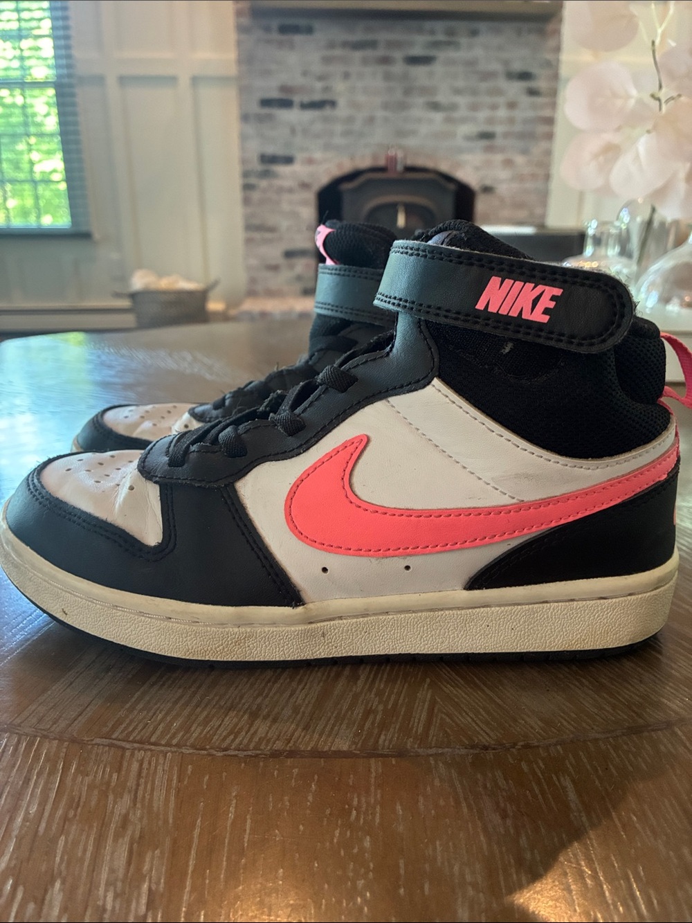 Nike Kids Mid-Top Sneakers - Black, White & Pink